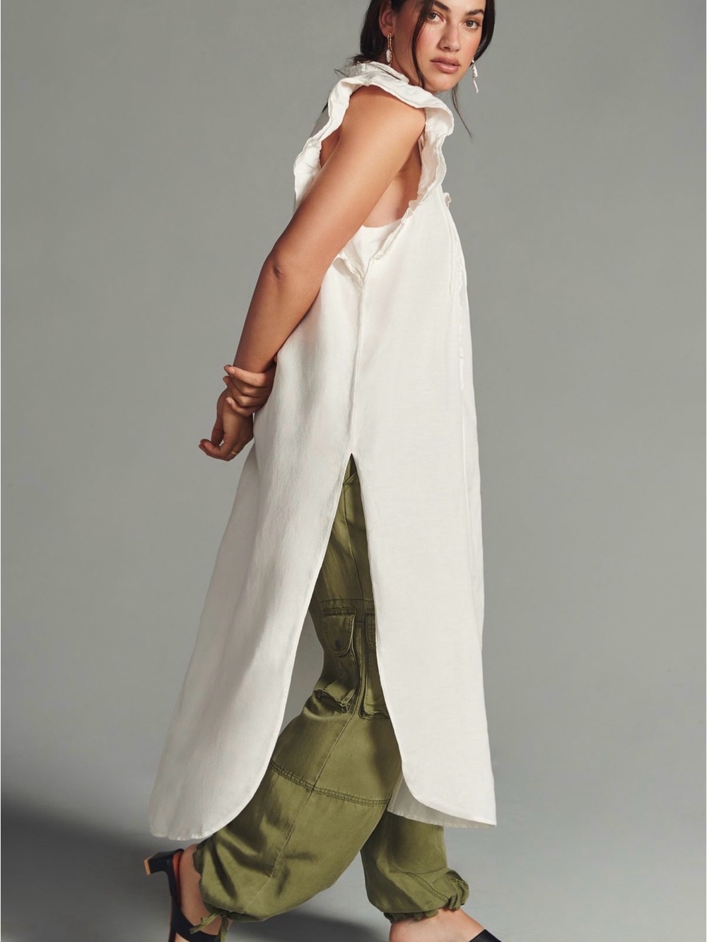 Anthropologie Linen Ruffled Tunic
